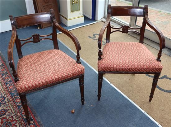 A set of eight Regency mahogany dining chairs, two with arms